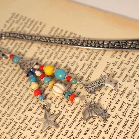 Country Western Bookmark Charm Beaded Bookmark Page Saver Teacher Gift Reader - Picture 2 of 5